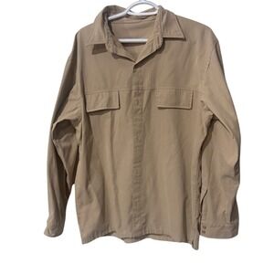 Brown Faux Suede Long Sleeve Shirt Jacket /classic menswear/ size large‎